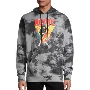 AC/DC Official High Voltage Pullover Hoodie - Men's Medium - Tie-Dye Gray
